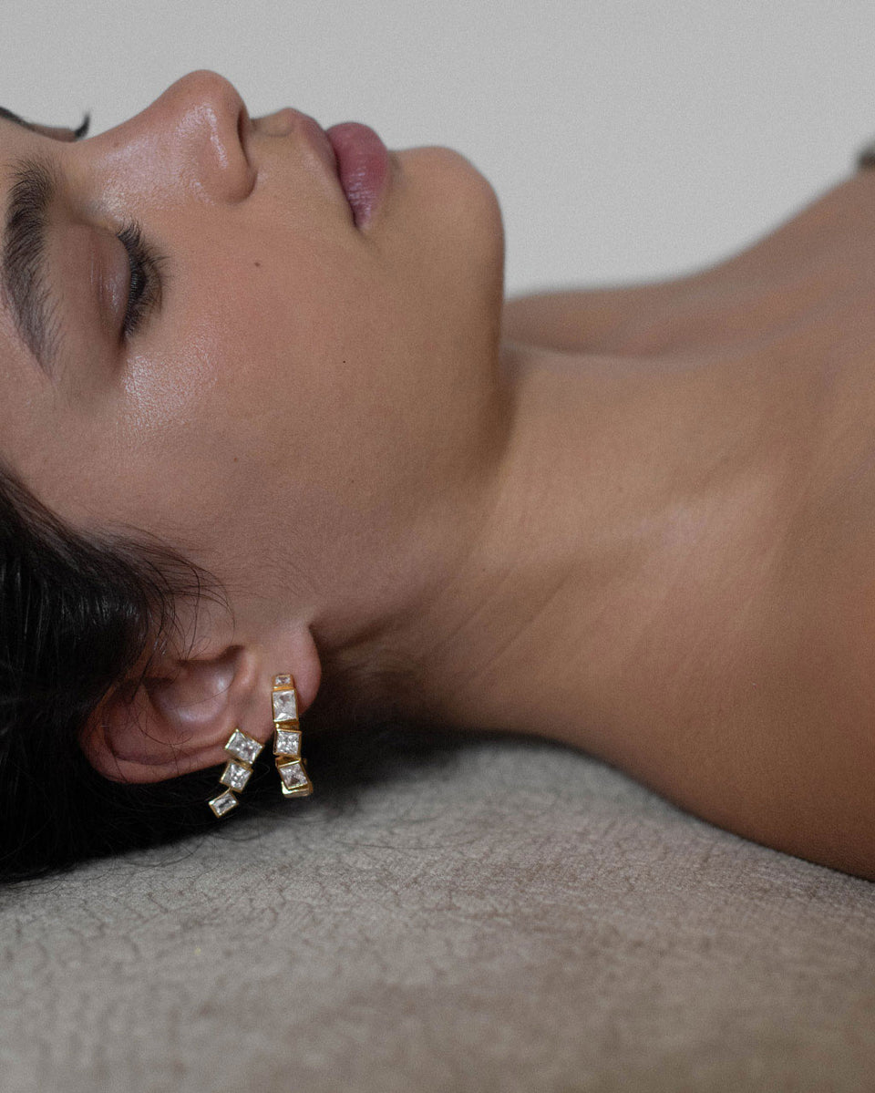How to Get a Low Score at Tetris - Zirconia and Recycled Gold Vermeil Earrings