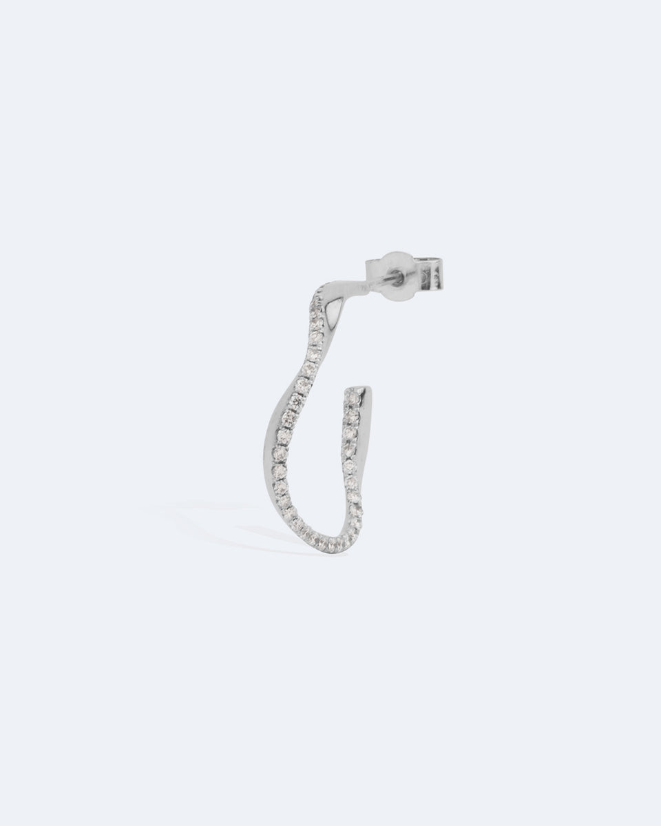 Élégie pour W.W. - Boucle d'oreille solitaire en or blanc 18 carats et diamants