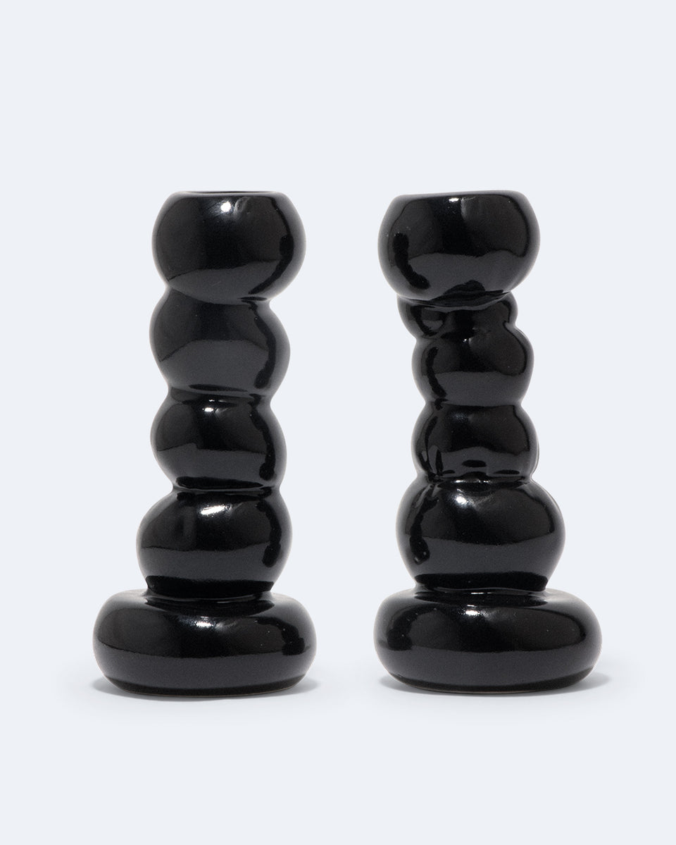 Misfits - Set of 2 Candlesticks in Gloss Black