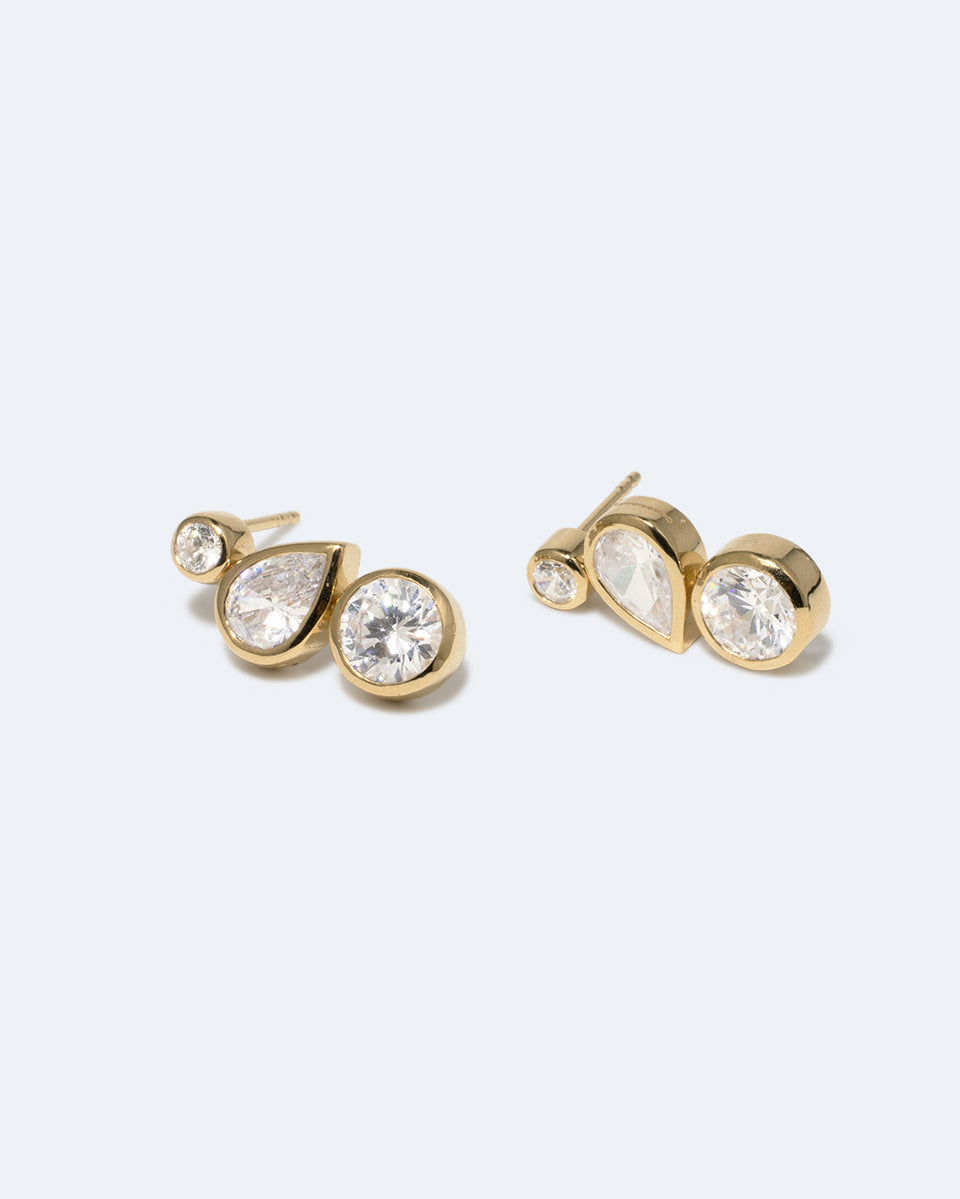 Like Peas in a Pod II - Zirconia and Recycled Gold Vermeil Earrings