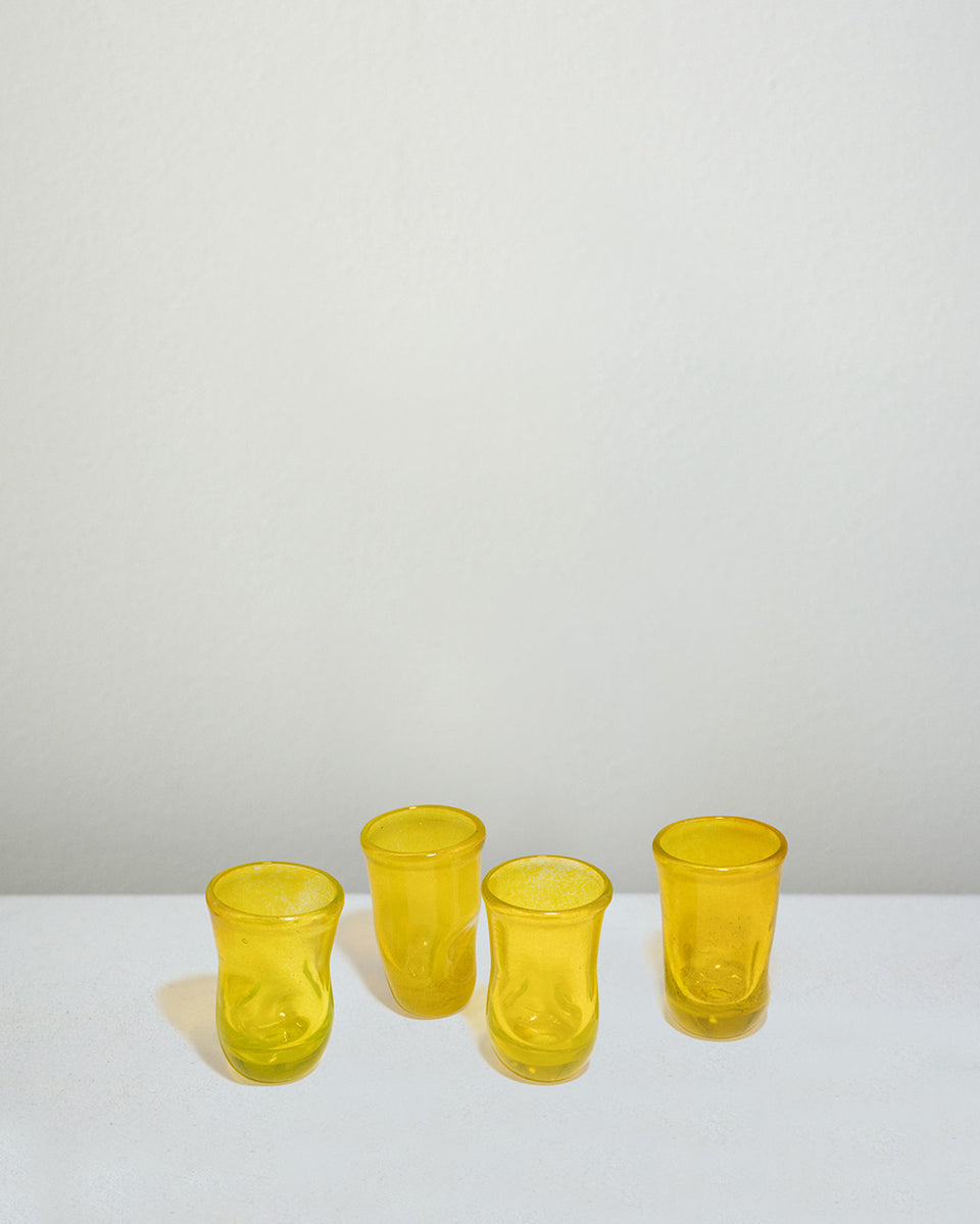 "Notsobig" Thaw - Set of 4 Recycled Tiny Glasses in Yellow