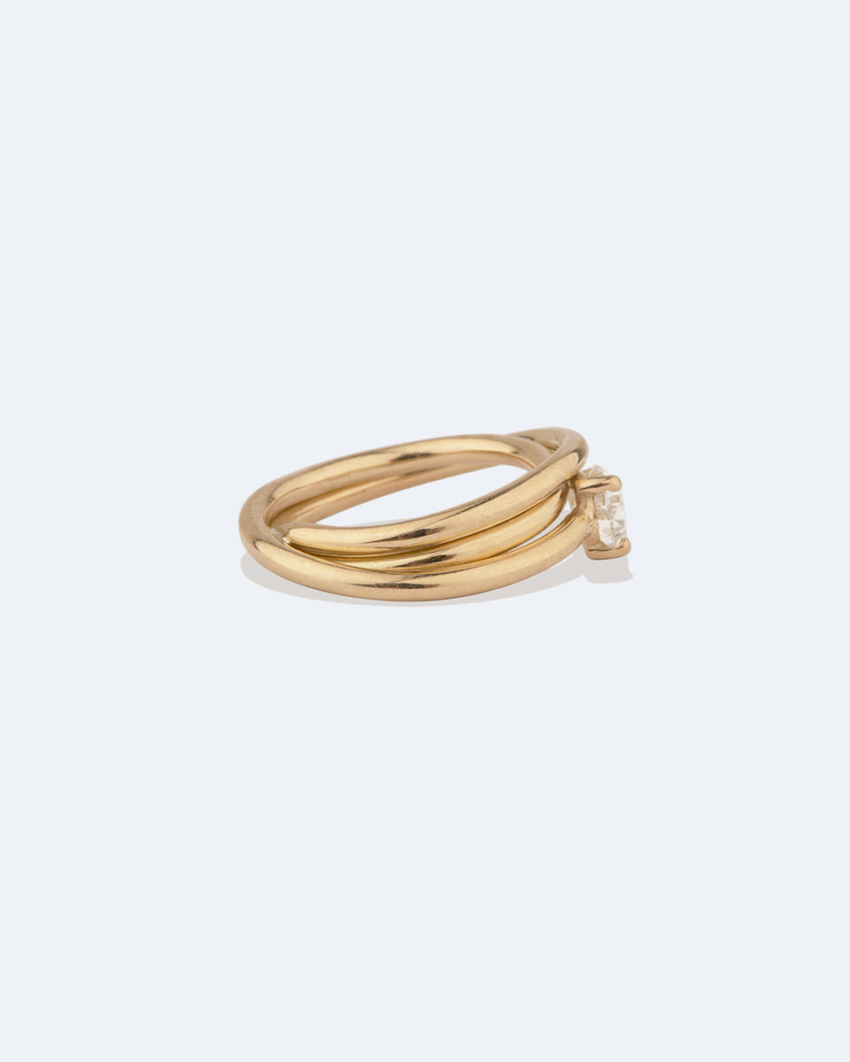 Bedrock - 18 Carat Yellow Gold and Pear Diamond Solitaire Engagement Ring