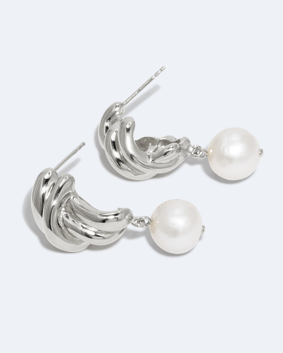 R2199 - Boucles d'oreilles perle et argent recyclé