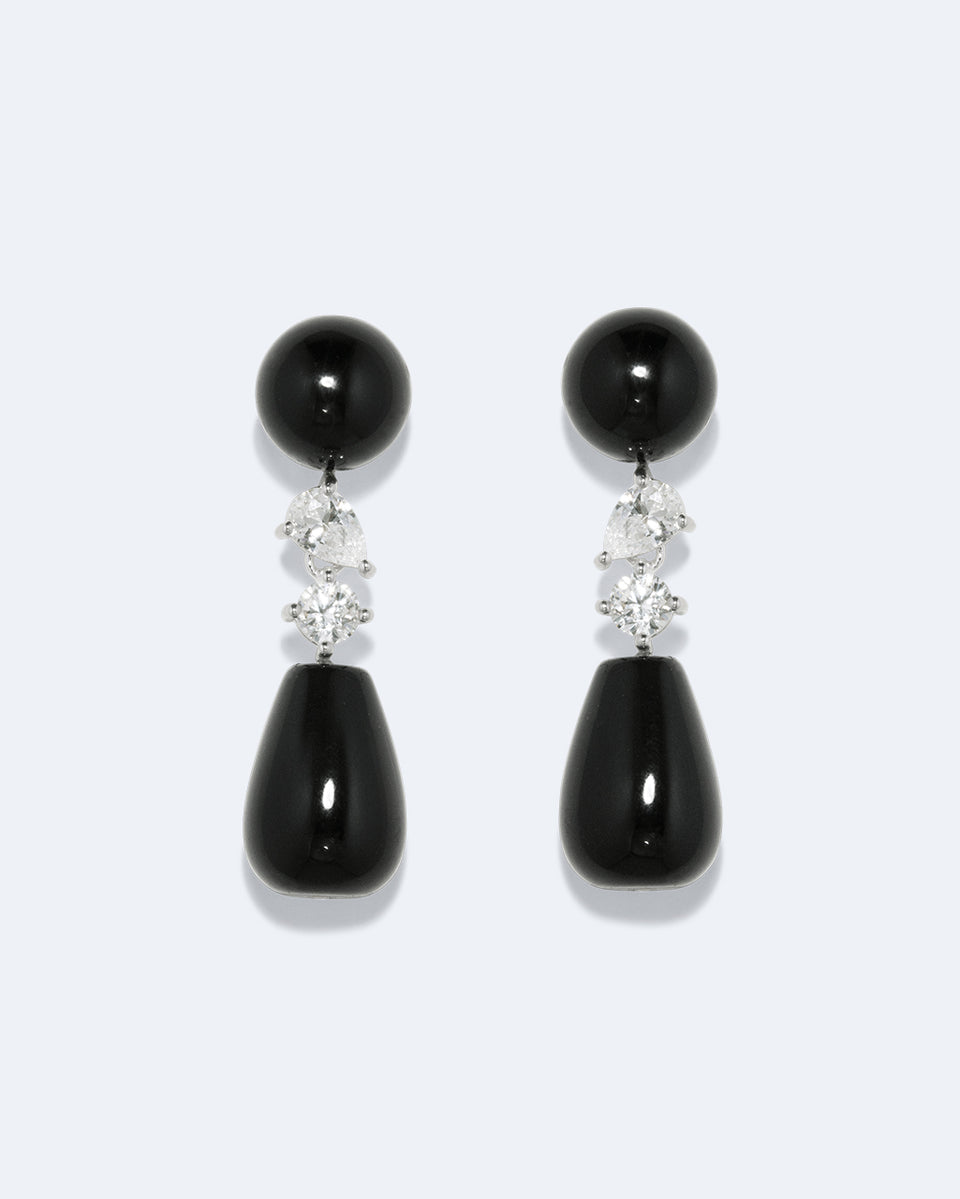 Tarn - Boucles d'oreilles en argent recyclé avec onyx noir et oxydes de zirconium