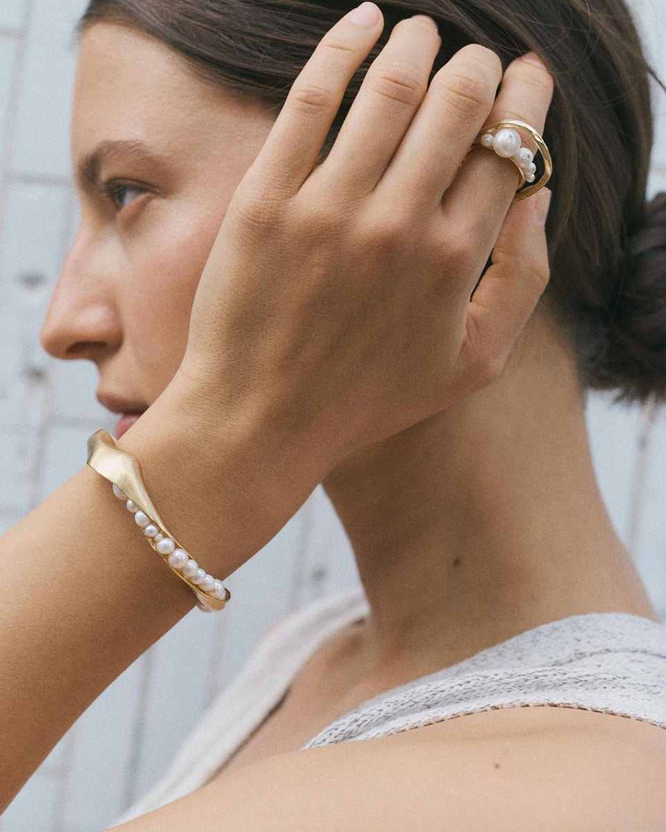 Work Won't Love You Back - Pearl and White Topaz Gold Vermeil Ring