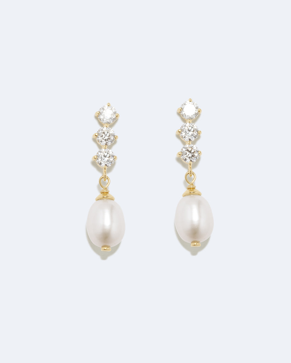 Voyage - Pearl and Zirconia Recycled Gold Vermeil Earrings