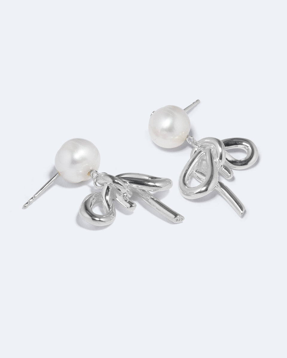 Once in a Blue Moon - Pearl and Recycled Silver Earrings
