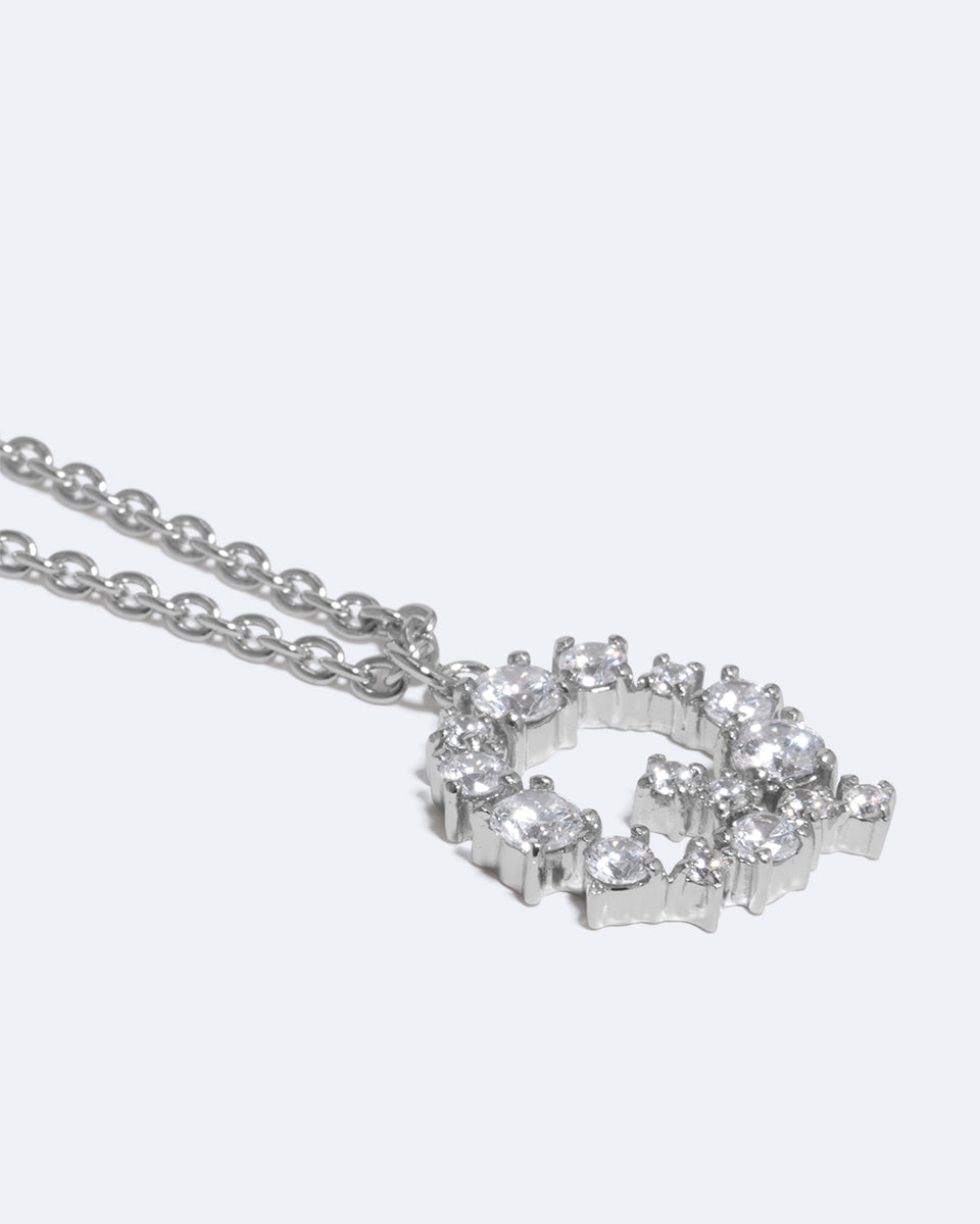 Pendentif plaqué rhodium et oxyde de zirconium Glitchy Q