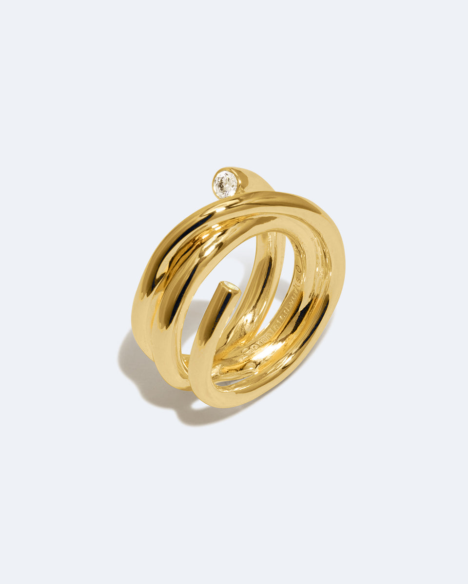 Bague Coil - Zircone et Vermeil en Or Recyclé