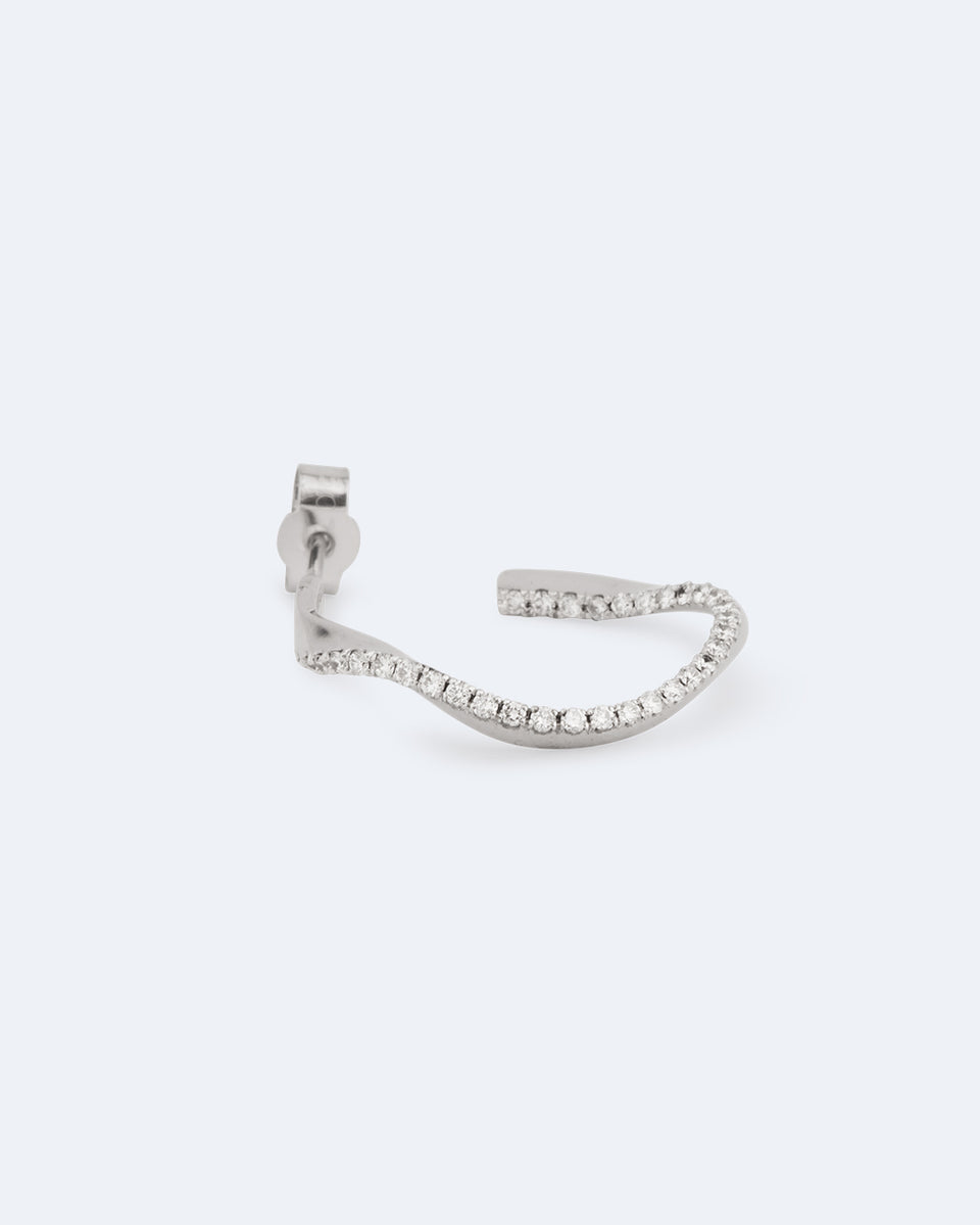 Élégie pour W.W. - Boucle d'oreille solitaire en or blanc 18 carats et diamants