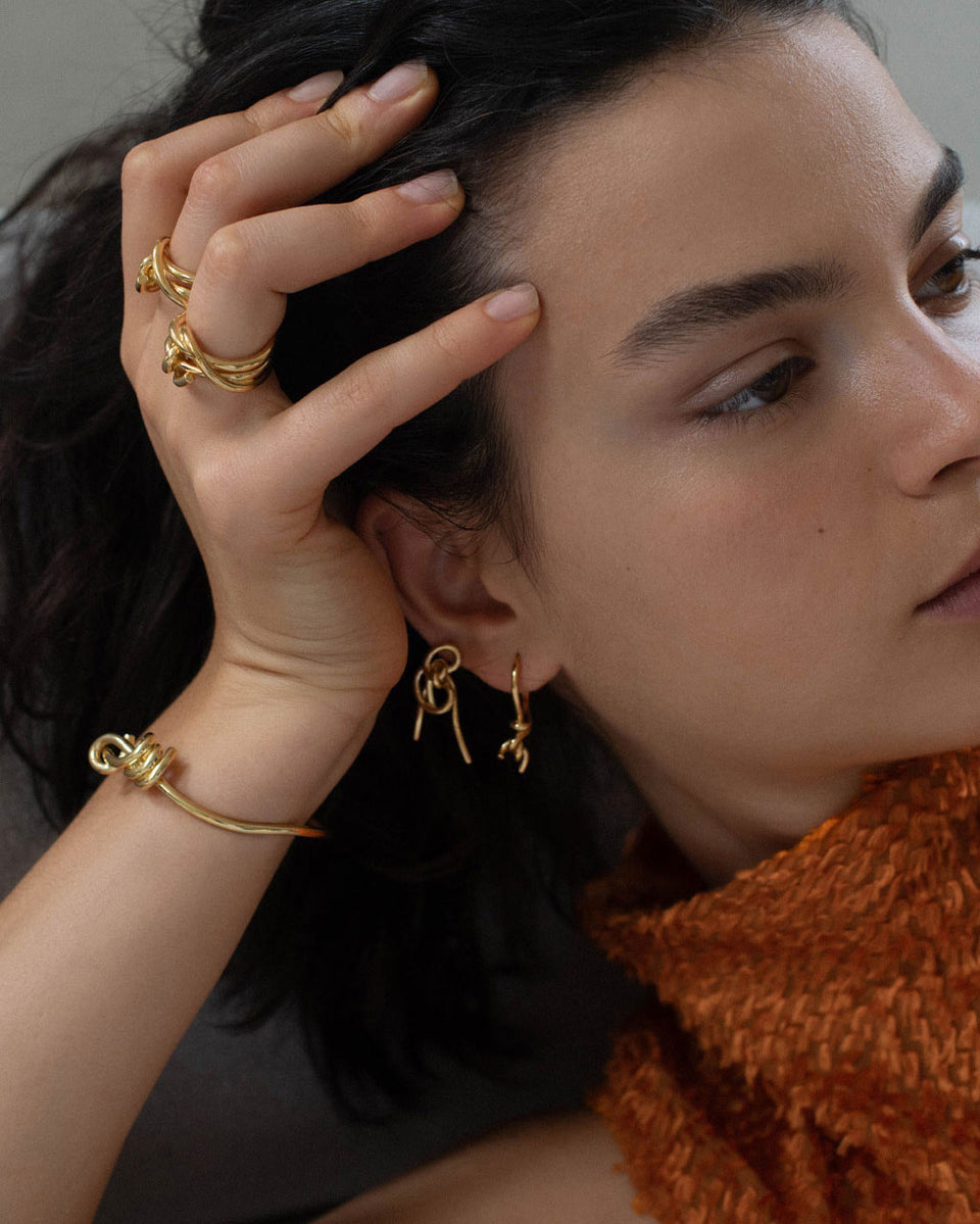Boucles d'oreilles en vermeil d'or recyclé "Notsobig" Thread II