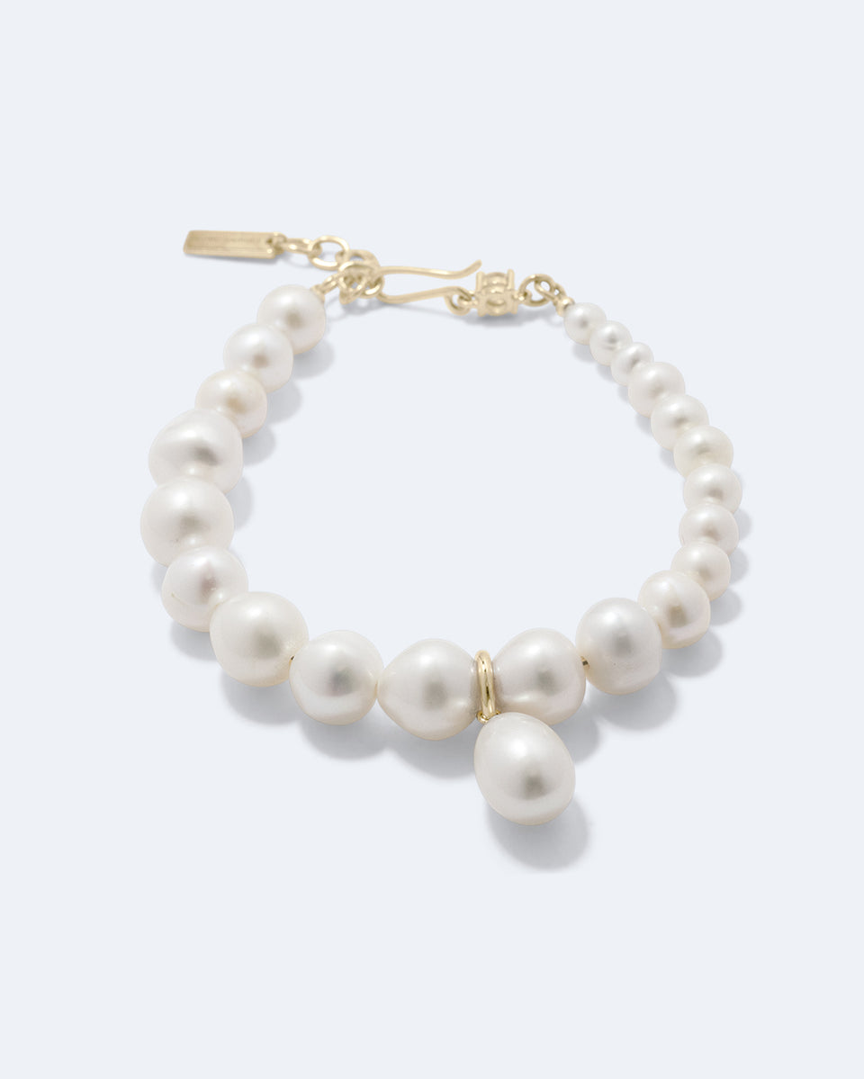 P196 - Bracelet en vermeil recyclé or, perles et zircons