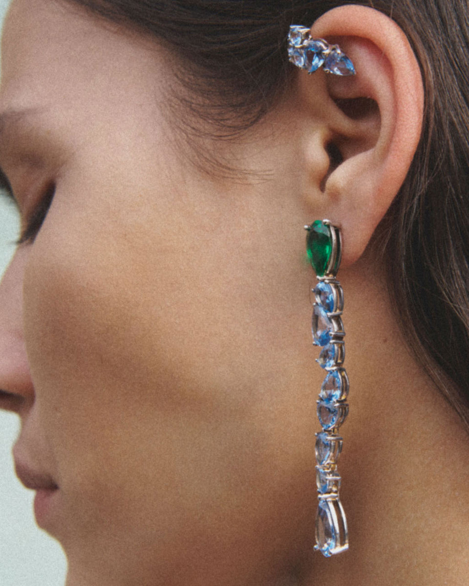 Bolt from the Blue - Synthetic Blue Spinel and Recycled Silver Ear Cuff