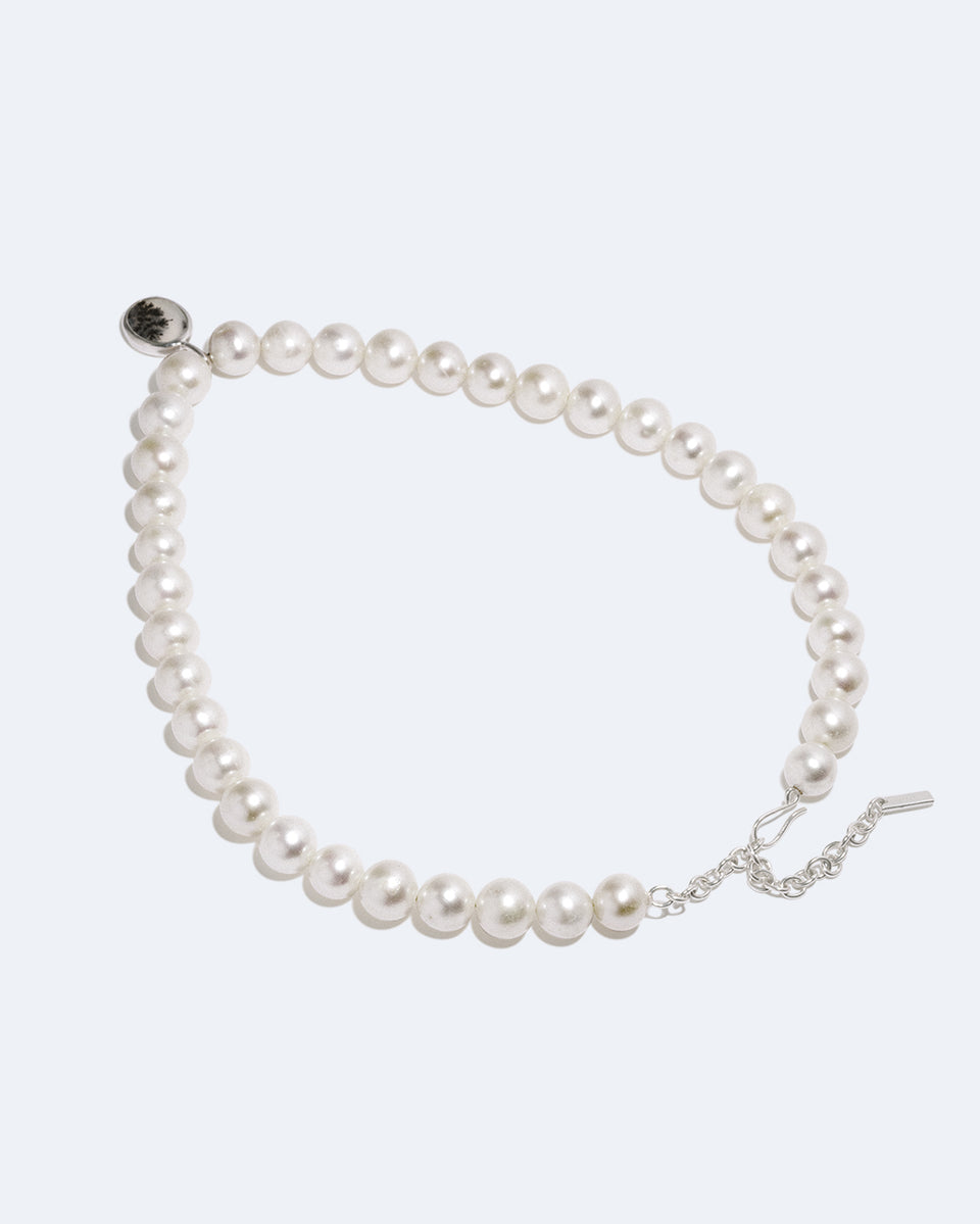P255 - Collier en argent recyclé avec perles et agates dendritiques