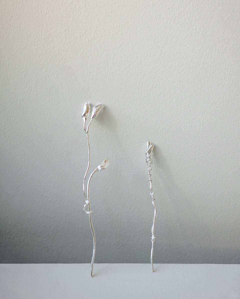 Yesteryear - Set of 2 Flower Ornament in Silver