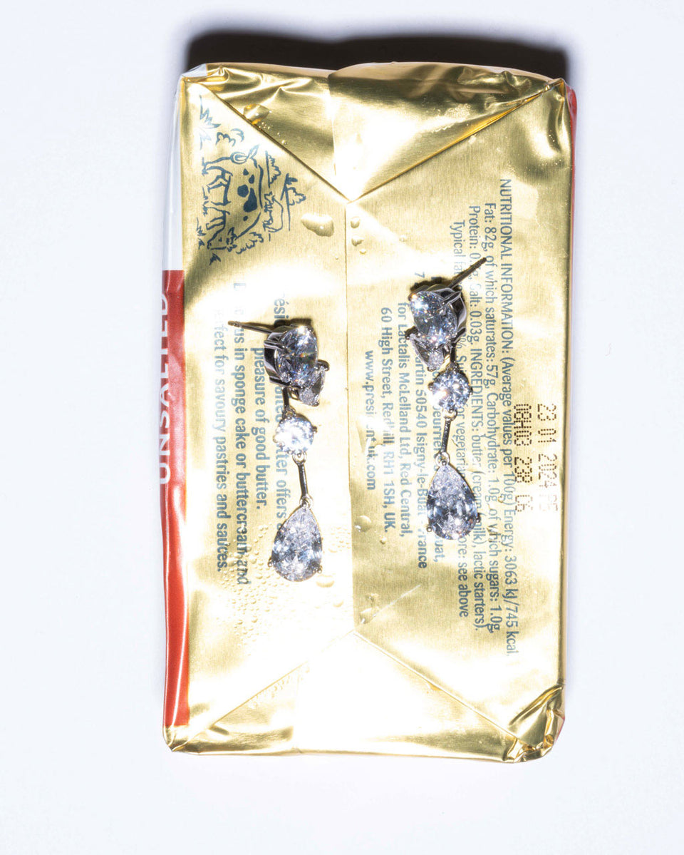 The Torrents That Flow Under The Ice - Zirconia and Recycled Silver Earrings