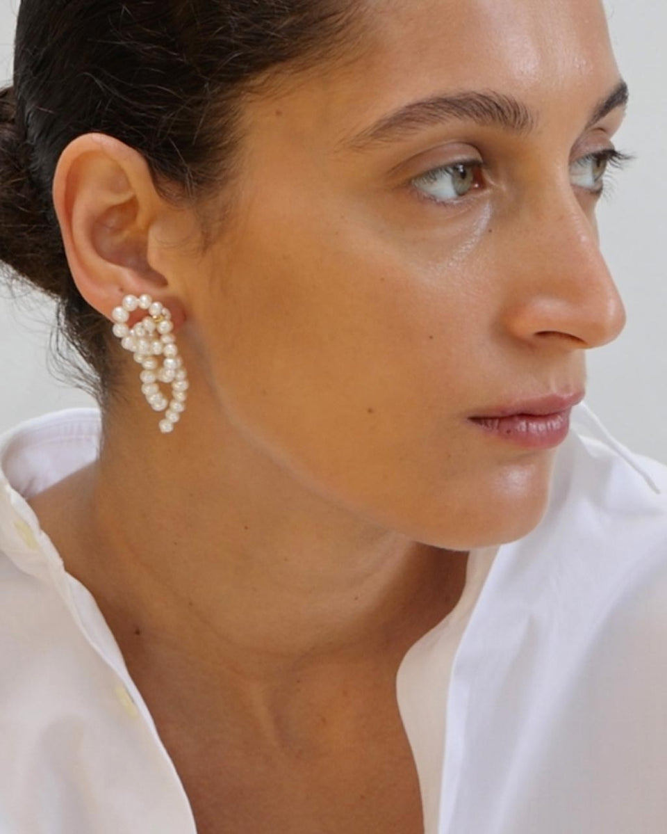 La brèche entre les nuages - Boucles d'oreilles en perles et vermeil d'or recyclé