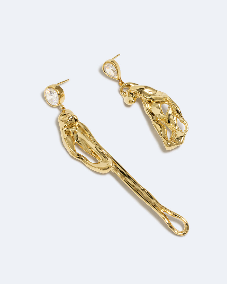 Dreams of Mercury - Zirconia and Recycled Gold Vermeil Earrings