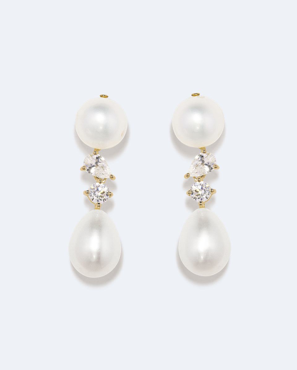 Tarn - Boucles d'oreilles en Vermeil Or Recyclé Perle et Zircone