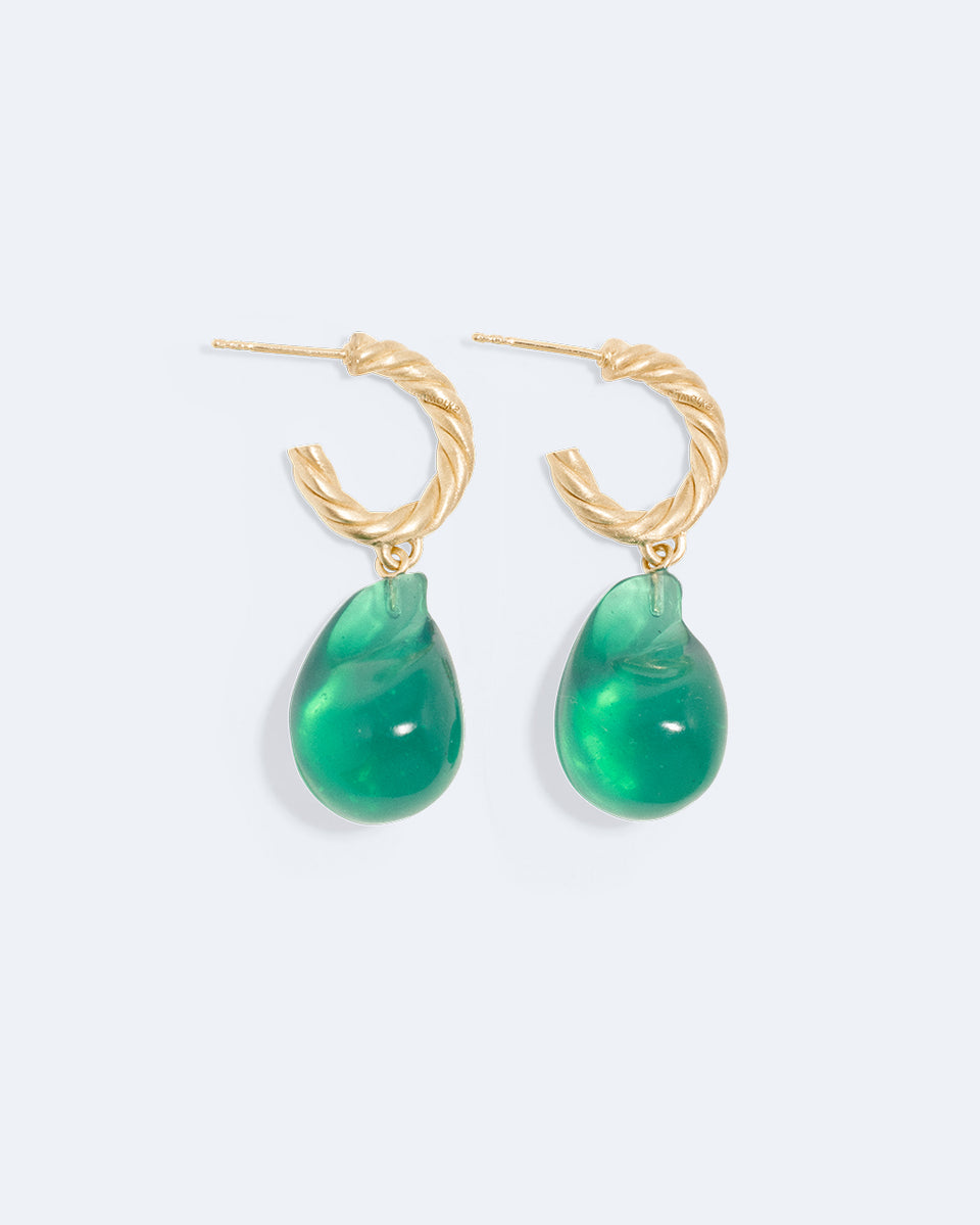 Husband Number Six? - Green Bio Resin and Recycled Gold Vermeil Earrings