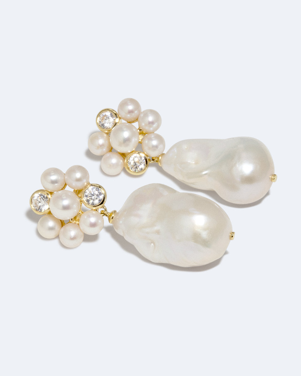 Lightdrops - Pearl and Zirconia Recycled Gold Vermeil Earrings