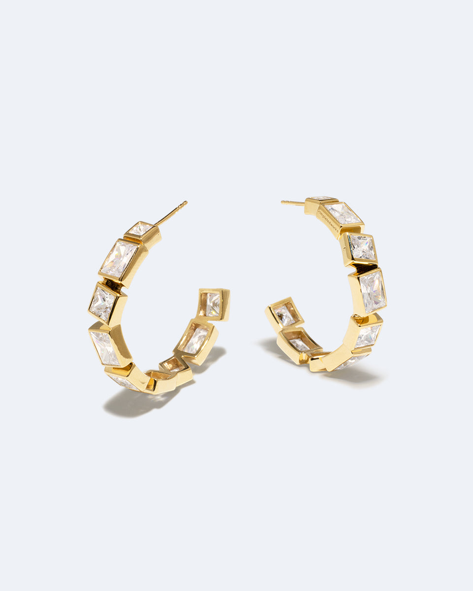 Spiky Personality - Zirconia and Recycled Gold Vermeil Earrings