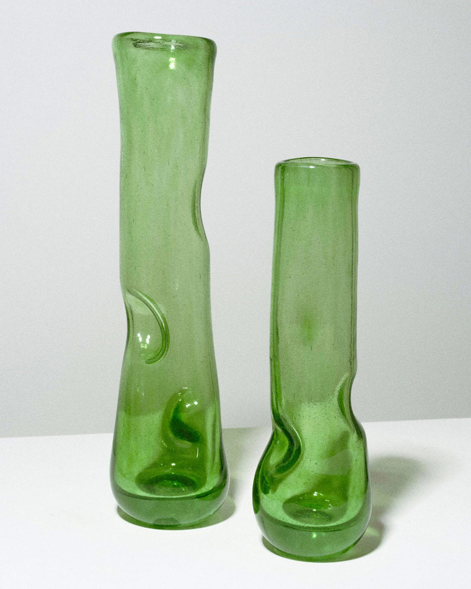 Crumple - Recycled Glass Small Crumple Vase in Leaf Green