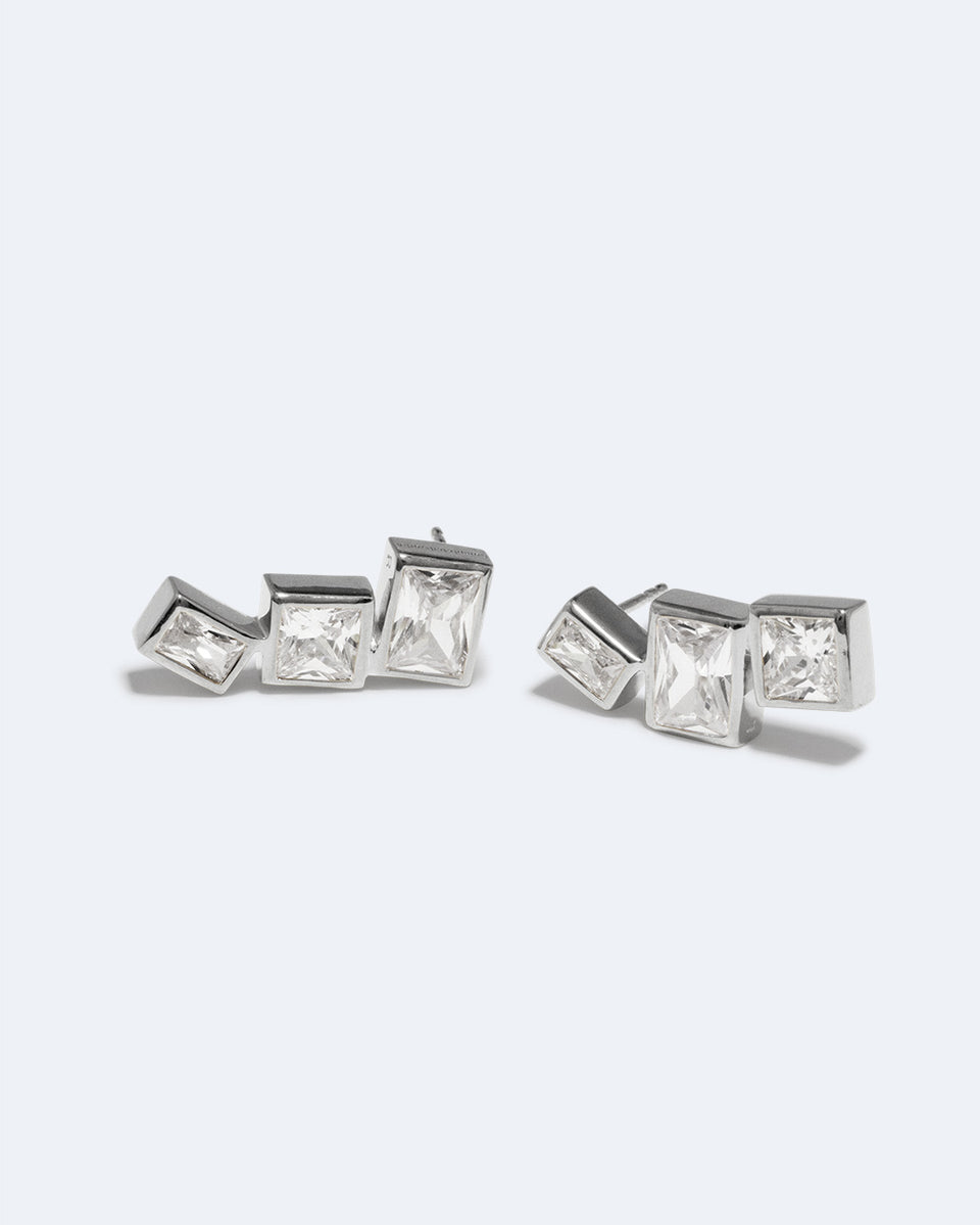 How to Get a Low Score at Tetris - Zirconia and Recycled Silver Earrings
