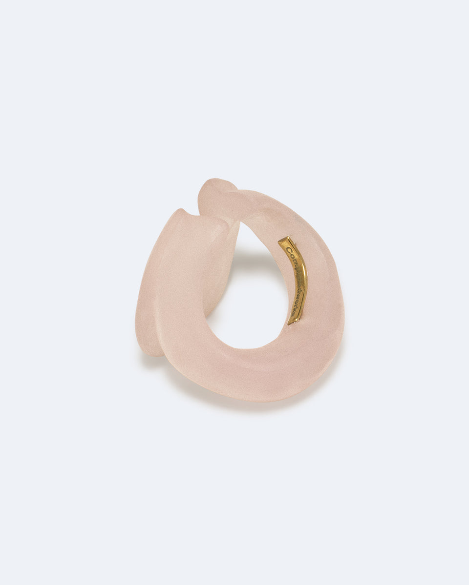 R2147 - Bracelet d'oreille en résine organique de quartz rose et vermeil or
