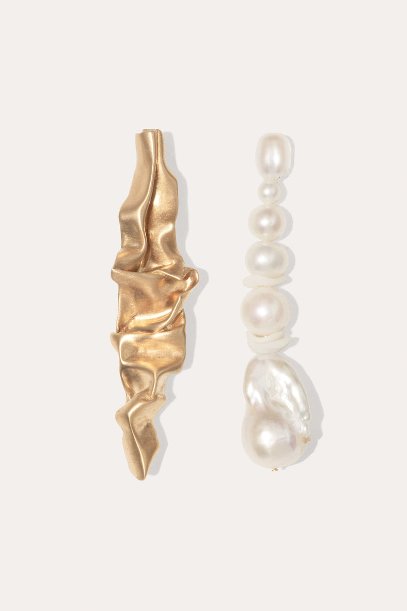 Crumple - Pearl and Ceramic Recycled Gold Vermeil Earrings