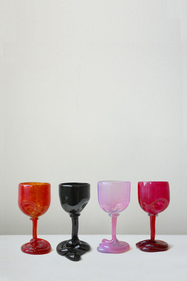 Thaw - Lot de 4 verres à vin recyclés rouge noir rose magenta