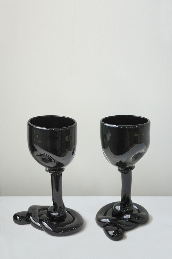 Thaw - Lot de 2 verres à vin recyclés noirs