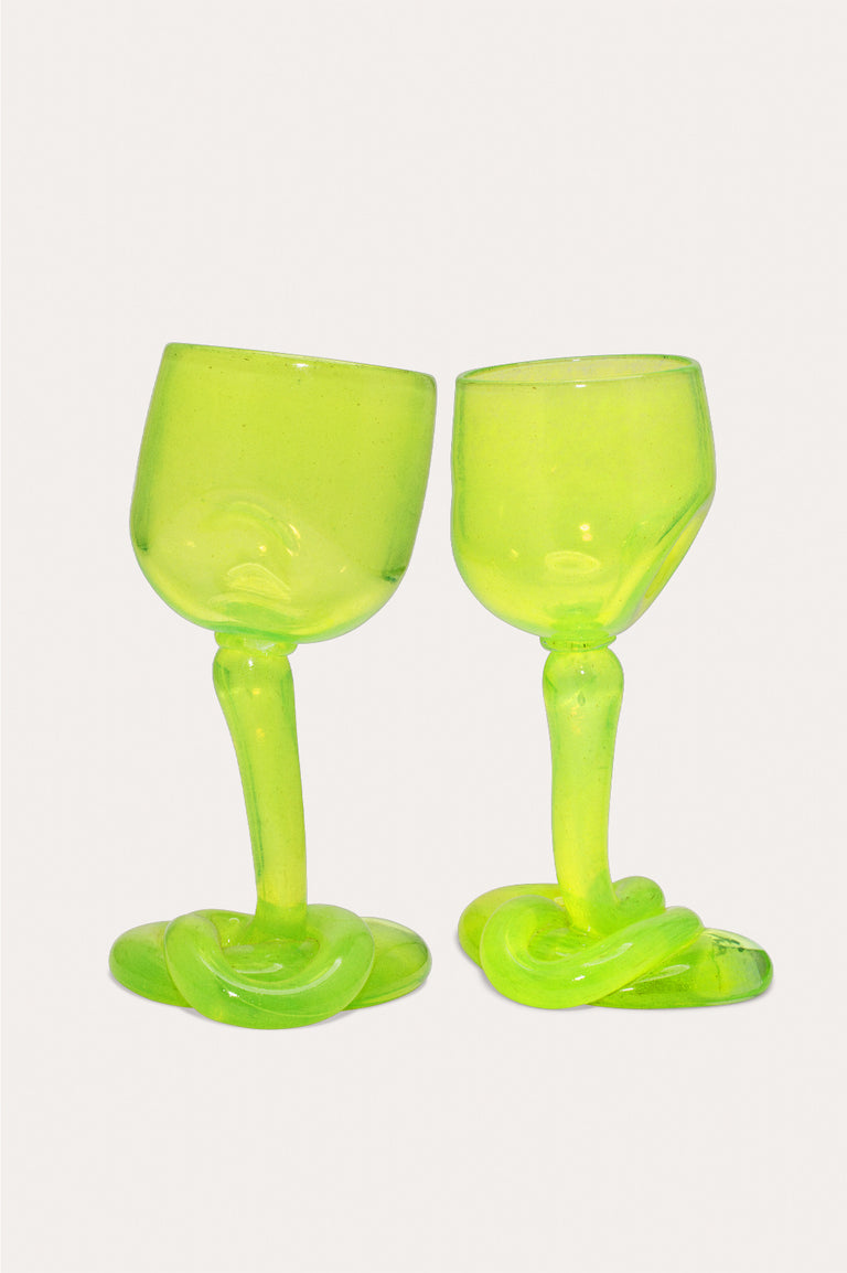 Thaw - Set of 2 Wine Glass in Acid Green