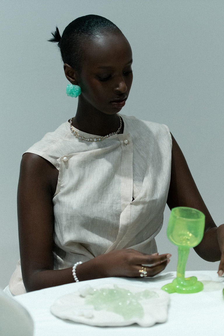 Thaw - Recycled Wine Glass in Acid Green