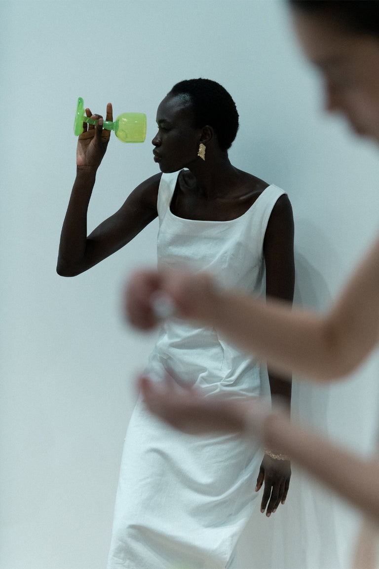 Thaw - Recycled Wine Glass in Acid Green