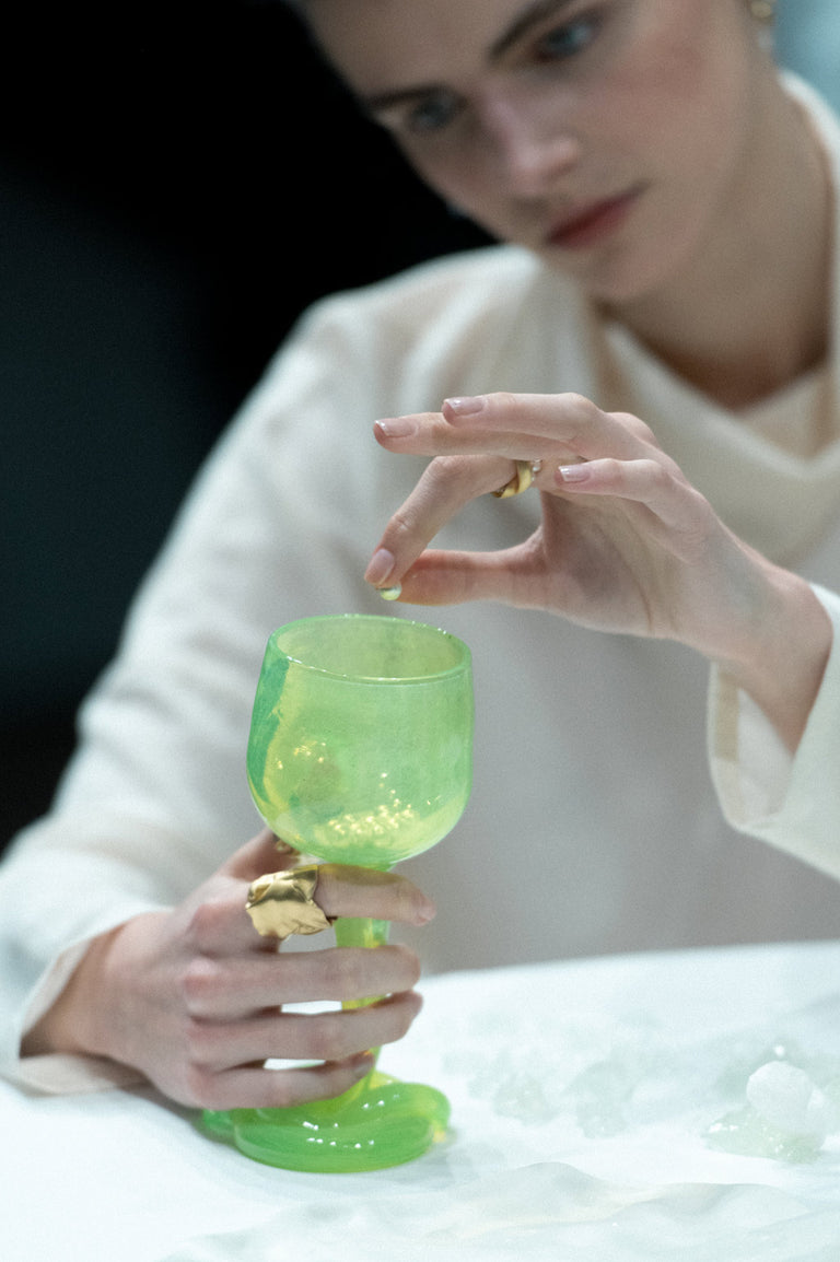 Thaw - Recycled Wine Glass in Acid Green