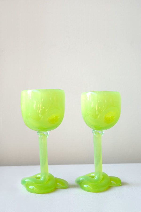 Thaw - Lot de 2 verres à vin recyclés vert acide