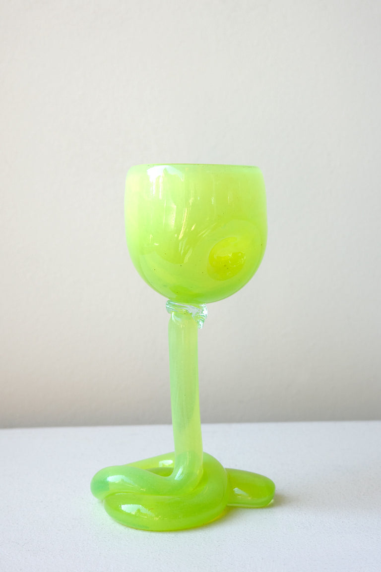 Thaw - Set of 2 Recycled Wine Glass in Acid Green