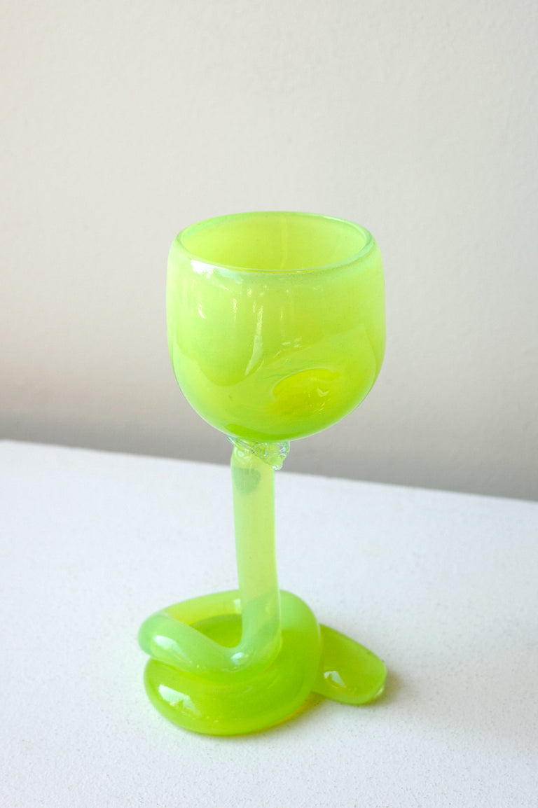 Thaw - Set of 2 Recycled Wine Glass in Acid Green