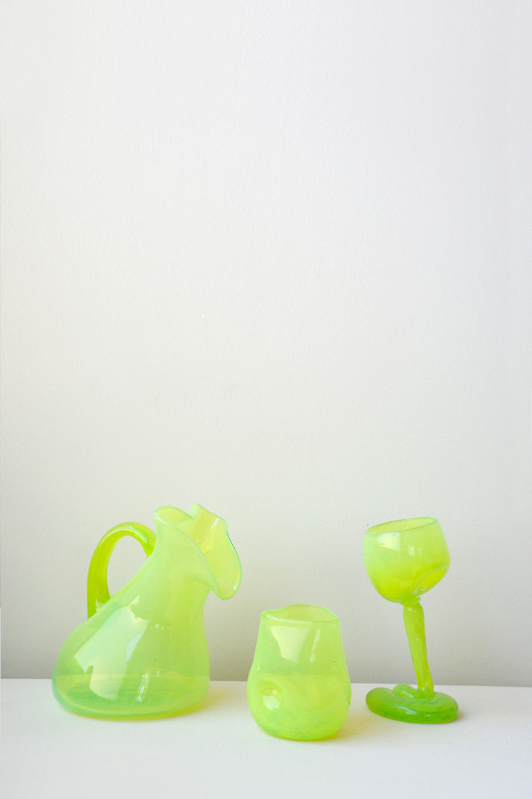 Thaw - Set of 2 Recycled Wine Glass in Acid Green
