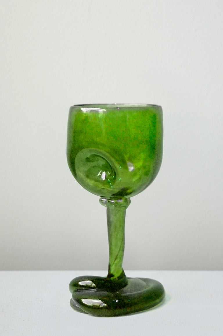 Thaw - Recycled Wine Glass in Leaf Green