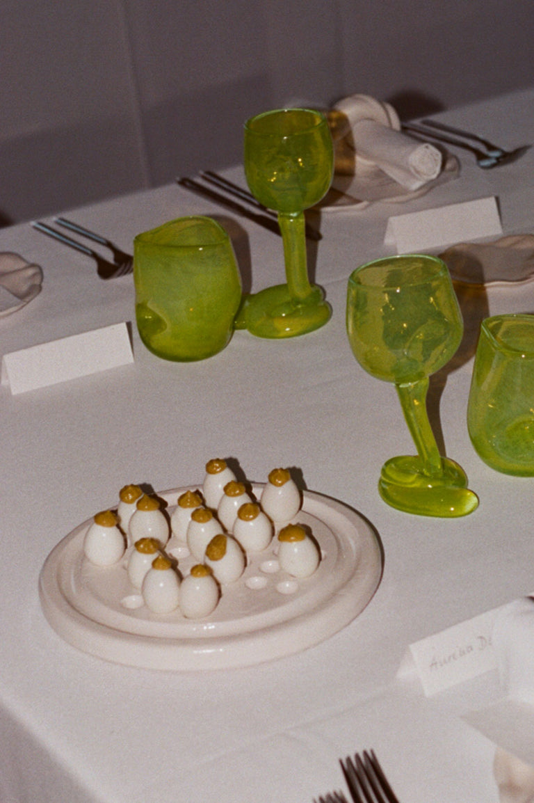 Thaw - Set of 2 Recycled Wine Glass in Acid Green