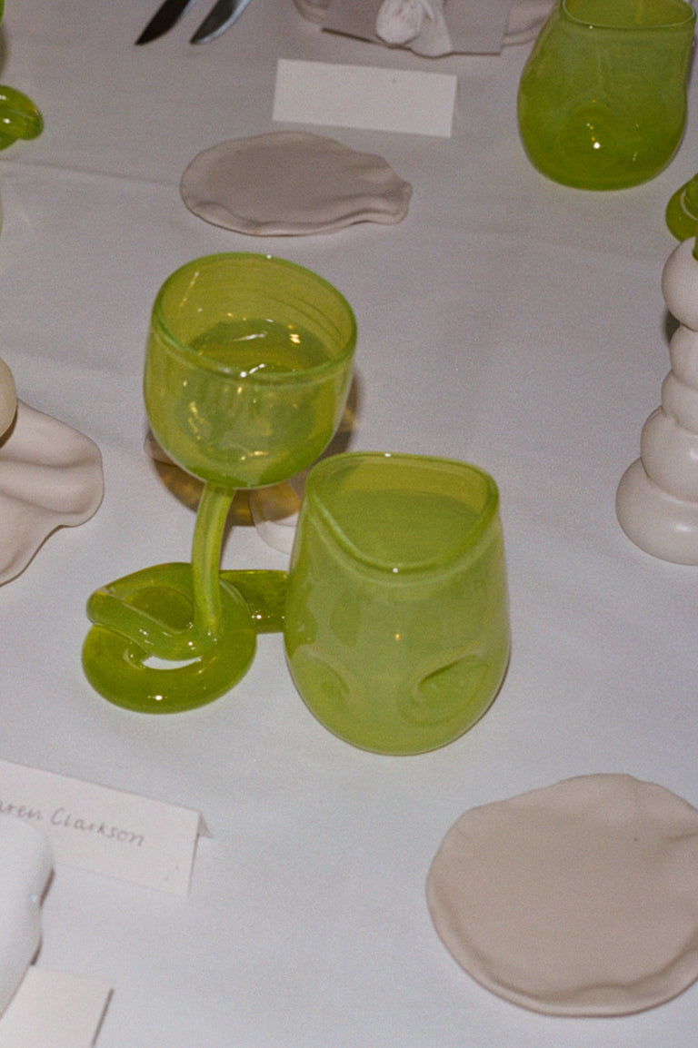 Thaw - Set of 2 Wine Glass in Acid Green