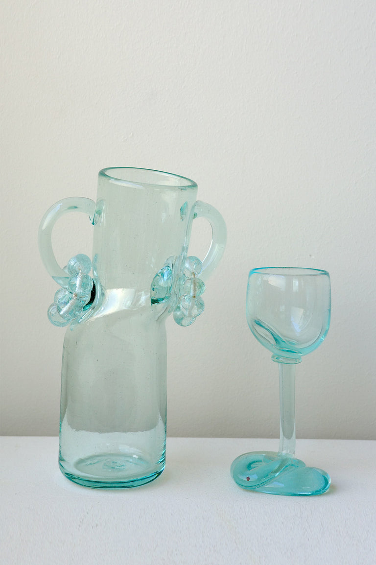 Teetering - Recycled Glass Carafe in Leaf Green