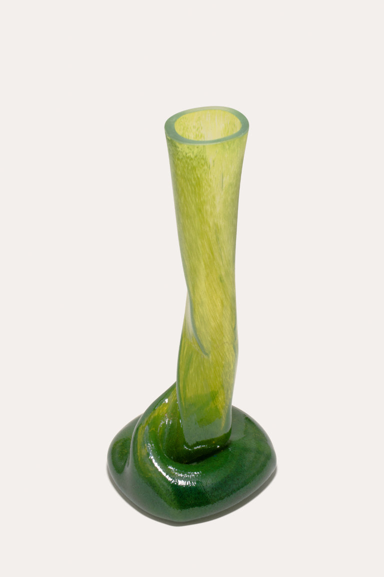 Teetering - Recycled Glass Candlestick in Leaf Green