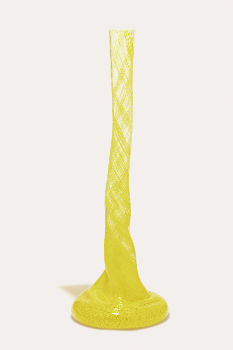 Teetering - Recycled Glass Candlestick in Yellow