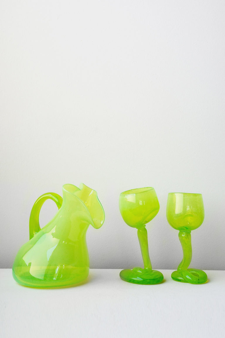 Thaw - Recycled Glass Jug in Acid Green