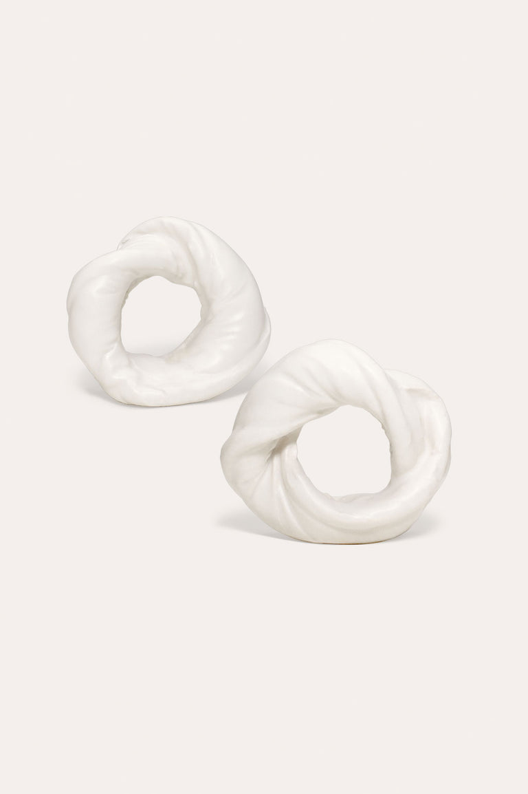 Dishrags - Set of 2 Ceramic Napkin Rings in Matte White