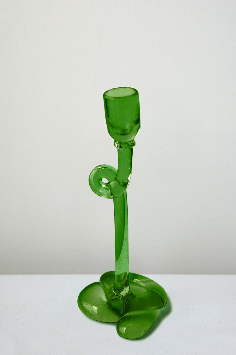 Thaw - Recycled Glass Candlestick in Leaf Green