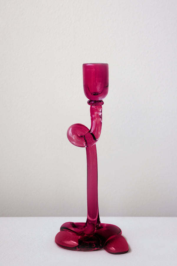 Thaw – Bougeoir en verre recyclé Magenta